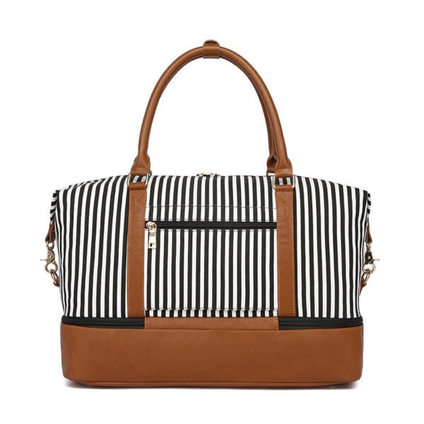 Women's Hand Striped Canvas Duffle Bag - Image 6