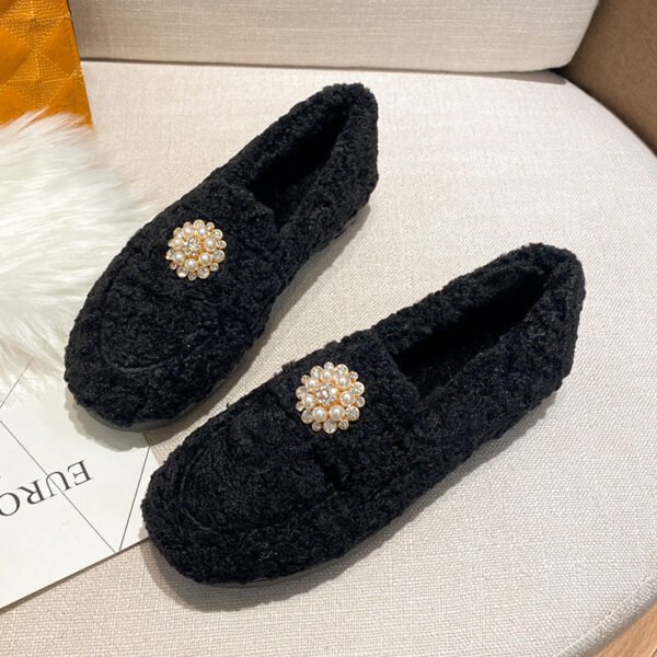 Women's Outdoor Shoes Autumn And Winter Lamb Wool Flat Bottom Slip-on Thick Bottom Plus Size - Image 4