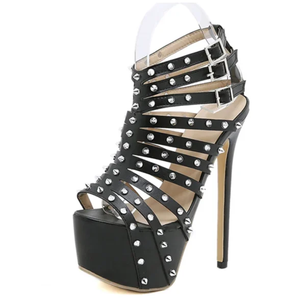 2024 New Summer Platform High Heels Sandals Women Sexy Peep Toe Pumps Fashion Rivet Decoration Ladies Party Pole Dance Shoes - Image 4