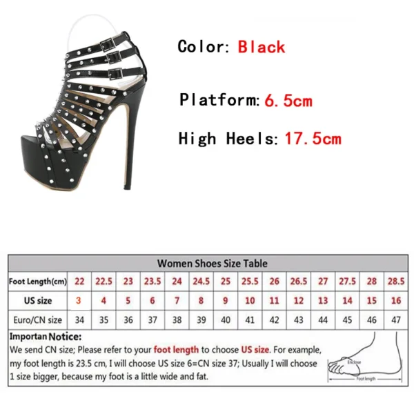 2024 New Summer Platform High Heels Sandals Women Sexy Peep Toe Pumps Fashion Rivet Decoration Ladies Party Pole Dance Shoes - Image 6