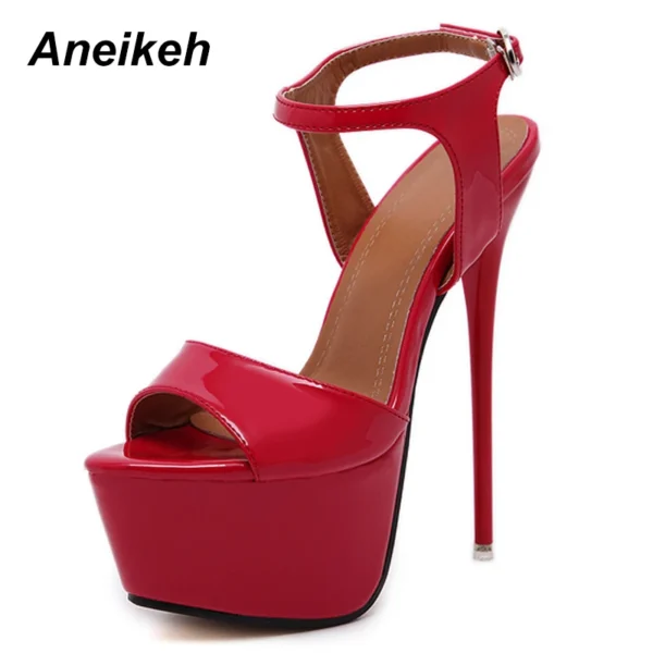 Aneikeh Big Shoe Size 41 42 43 44 45 46 16CM High Heels Sandals Summer Sexy Open Toe Party Dress Platform Gladiator Women Shoes - Image 3