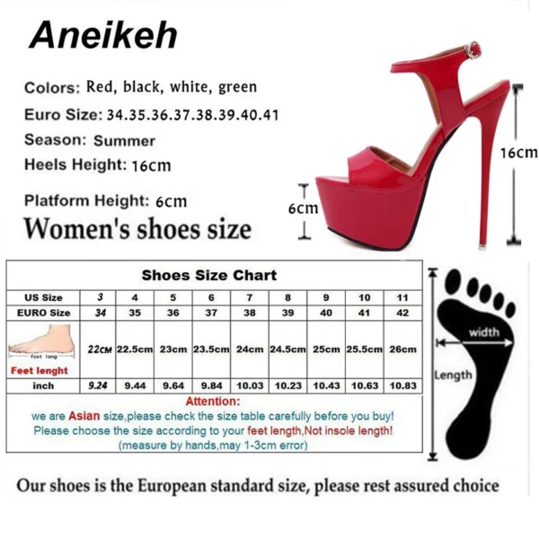 Aneikeh Big Shoe Size 41 42 43 44 45 46 16CM High Heels Sandals Summer Sexy Open Toe Party Dress Platform Gladiator Women Shoes - Image 6