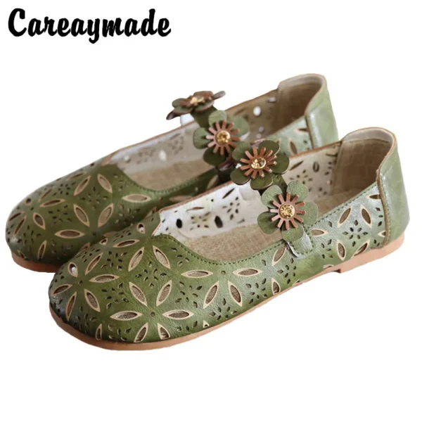 Careaymade-Retro forest hollow flower Baotou soft soled sandals women's summer  new fairy style breathable flat sole shoes