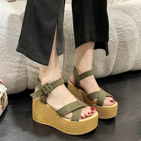 BCEBYL Wedge Heel Summer New Fashion Platform Thick Bottom Buckle Casual Comfortable Walking Shoes Sandals for Women