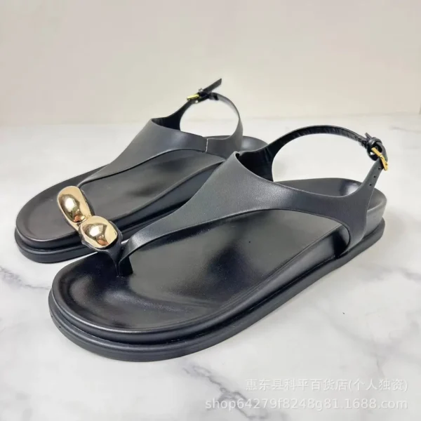 ZR 2024 European American New Top Quality Women Shoes Metal Buckle Herringbone Clamping Casual Thick Sole Women Sandals