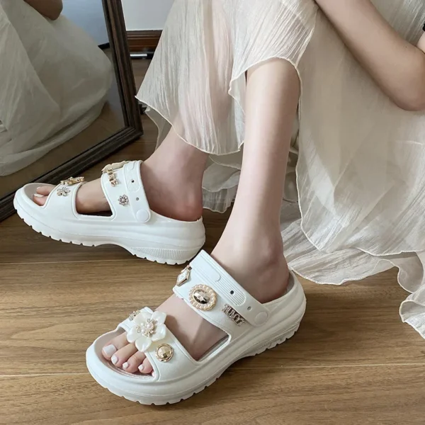 Women's Sandals 2024 New Arrival Fashion Slippers 6cm Thick Sole Comfortable Casual Beach Slides Popular Lovely Clogs For Girls - Image 8