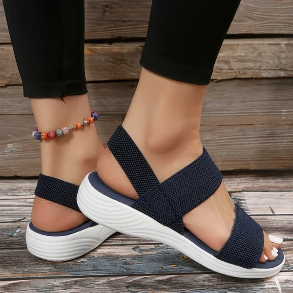 Women's Knit Elastic Cloth Wedge Sandals Slip On Lightweight Walking Sandals Women Plus Size Comfortable Summer Shoes Woman 2023 - Image 4