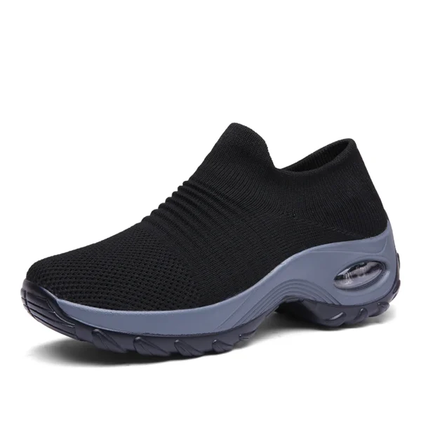 Women's Casual Sports Socks Sneakers Fashionable Thick Sole Air Cushion, Elevated Sloping Heel Rocking Shoes - Image 11