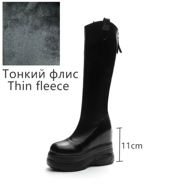 Women's Boots Genuine Leather 2024 New 11cm Heel High Platform Internal Heightened Boots Women's Fashion High Heel Boots Women - Image 10