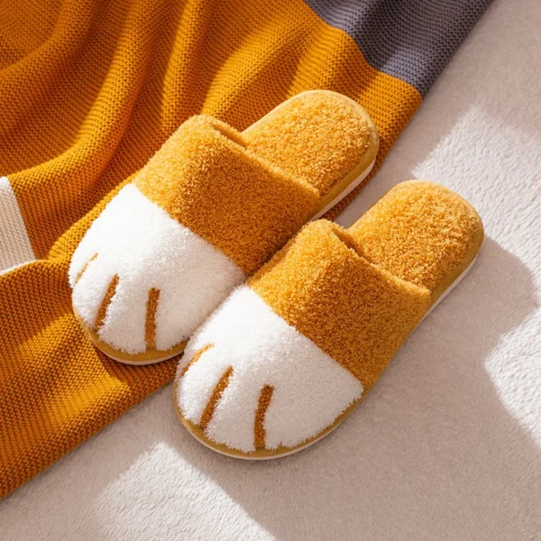 Comwarm Winter Warm Plush Slippers Cute Cat Paw Designer House Women Fur Slippers Floor Mute Bedroom Lovers Indoor Fluffy Shoes - Image 12