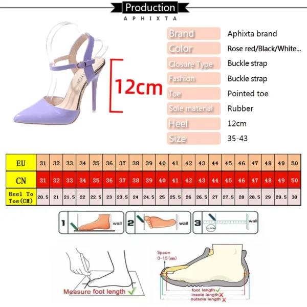 Aphixta Summer 12cm Super High Stiletto Heels Ankle Strap Sandals Women Hollow Pointed Toe Party Heels Shoes Plus Size 48 - Image 6