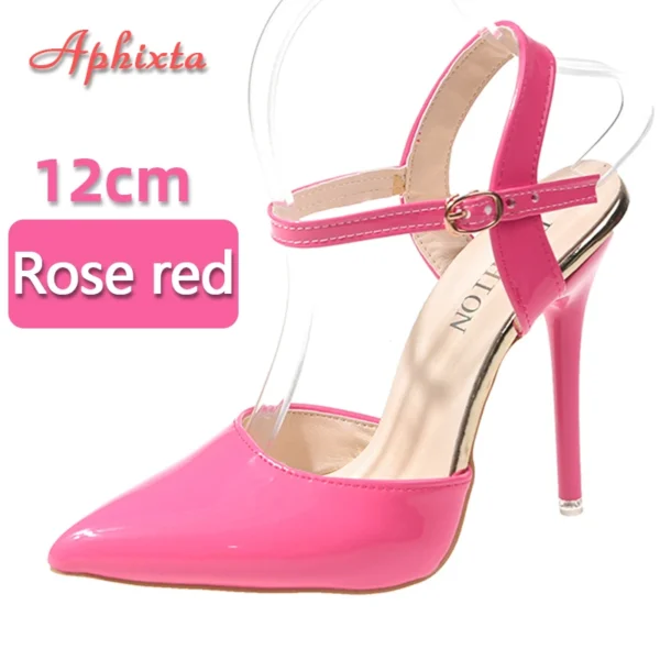 Aphixta Summer 12cm Super High Stiletto Heels Ankle Strap Sandals Women Hollow Pointed Toe Party Heels Shoes Plus Size 48 - Image 12