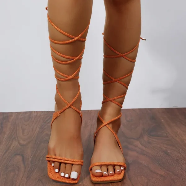 2022 Summer Sexy Strappy Sandals Fashion Solid Color Flat Women's Shoes Open Toe Summer Outdoor Casual Sandals Plus Size