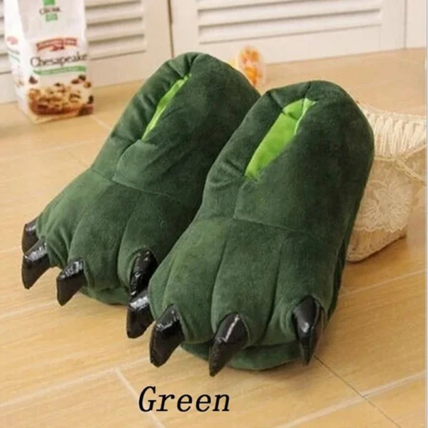 2023 Winter Warm Soft Indoor Floor Slippers Women Men Shoes Paw Funny Animal Christmas Monster Dinosaur Claw Plush Home - Image 4