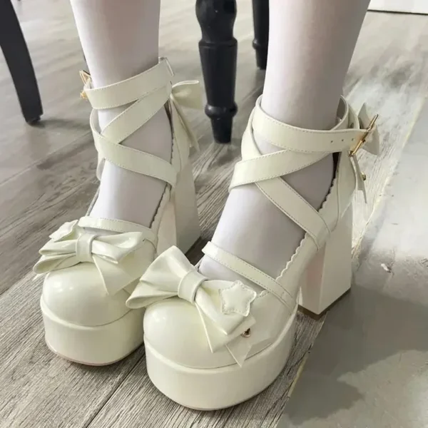 2024 New Sweet Vintage Mary Janes Shoes Women Star Buckle Lolita Kawaii Platform Shoes Female Bow-knot Cute Designer Shoes - Image 9