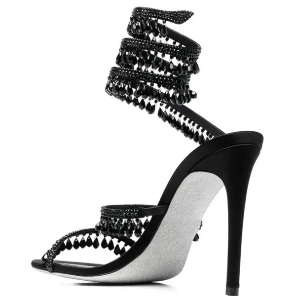 Fashion Crystal Pendant Tassels Women Sandals Sexy Snake Coiled Stiletto High heels Gladiator sandals Summer Wedding Party Shoes - Image 6