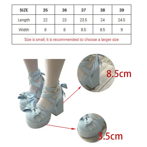 2024 Lolita Shoes Women Mary Janes High Heels Shoes Chunky Sandals Summer Fashion Retro Bow Party Platform Pumps - Image 6