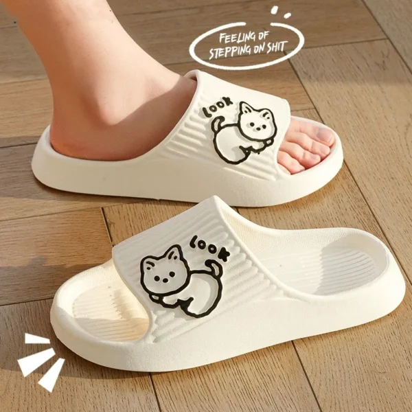 2023 Summer Women Slippers Bath Thick Platform Non-Slip Home Cat Cartoon Flip Flops Beach Sandals Ladies Slides Indoor Outdoor - Image 2