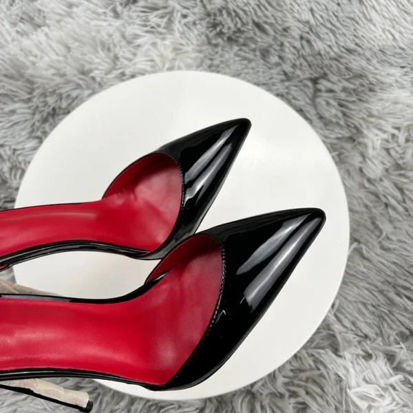 Black Patent Leather Women Ankle Strap Stiletto Pumps Pointed Toe Sexy High Heel Shoes 8cm 10cm 12cm Customize 33-46 - Image 5