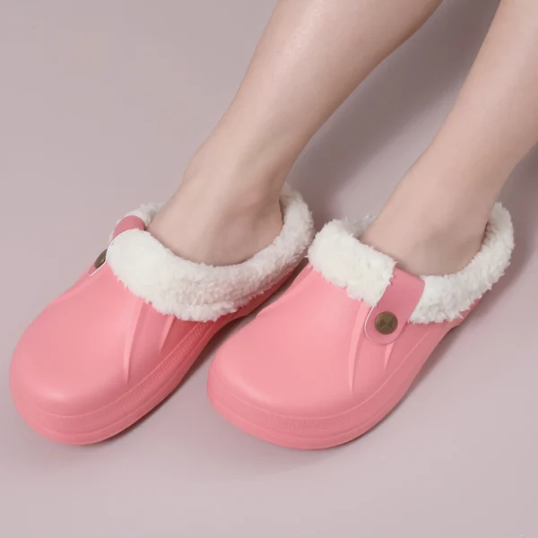 Comwarm Indoor Women Warm Slippers Garden Shoes Soft Waterproof EVA Plush Slippers Female Clogs Couples Home Bedroom Fuzzy Shoes - Image 2