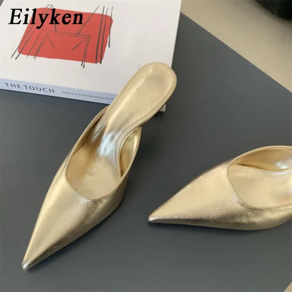 Eilyken 2024 Spring New Brand Women Slipper Pointed Toe Slip On Ladies Mules Thin Low Heel Outdoor Dress Sandal Shoes - Image 2