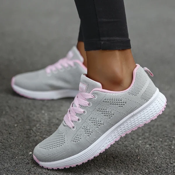 Women's Sneaker 2024 New Fashion Breathable Trainers Comfortable Sneakers Mesh Fabric Lace Up Women's Tennis Shoes For Women - Image 5