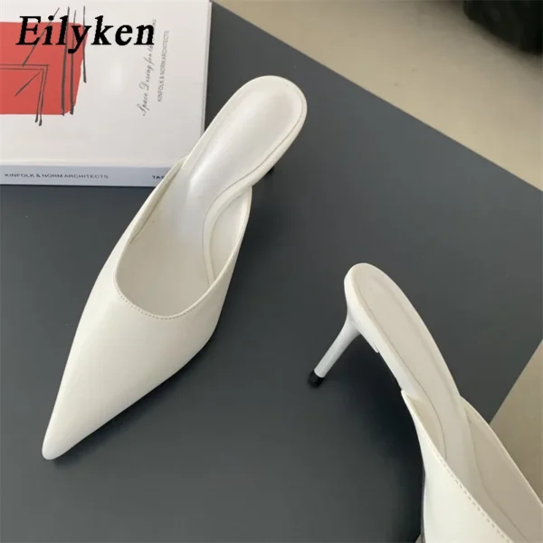 Eilyken 2024 Spring New Brand Women Slipper Pointed Toe Slip On Ladies Mules Thin Low Heel Outdoor Dress Sandal Shoes - Image 6