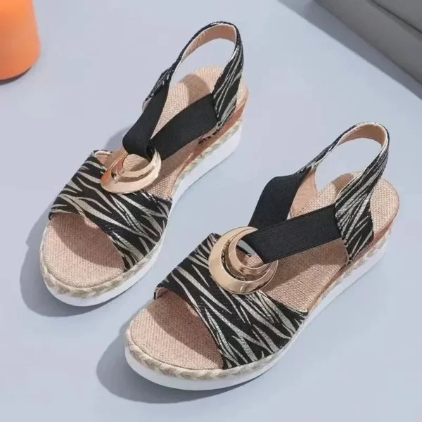 Women's Wedges Sandals 2024 Summer Snake Print Platform Sandals Gladiator Shoes Woman Comfort Casual Med High Heels Sandals - Image 6