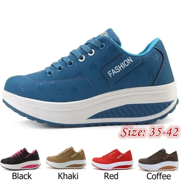 Women's Shoes Outdoors Thick Sole Rocking Casual Fashion Platform Large Size Women's Shoes Flat Sole Walking Shoes Sports Shoes - Image 2