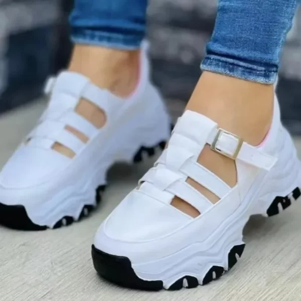 2024 Autumn New Women's Fashion Hollow Designer Thick-soled Wedge Sports Shoes Outdoor Casual Walking Women's Vulcanized Shoes