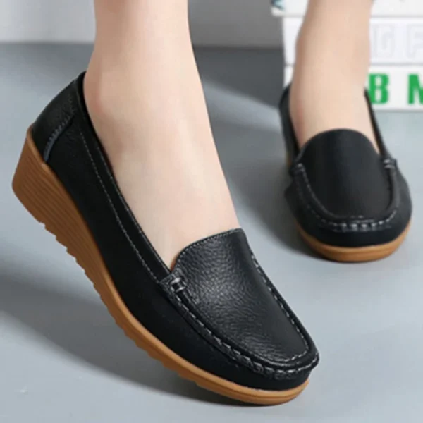 Women Shoes Soft Leather Shoes With Heels Loafers Black Flat Shoes Women's Moccasins Casual Zapatos Mujer Flats Female Footwear - Image 7