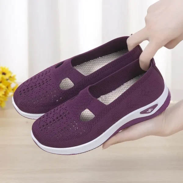 Women's Spring/Summer New Breathable and Comfortable, Mom's Single Shoes, Soft Sole, Casual Mesh Hollow Women's Shoes - Image 10