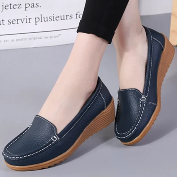 Women Shoes Soft Leather Shoes With Heels Loafers Black Flat Shoes Women's Moccasins Casual Zapatos Mujer Flats Female Footwear - Image 3