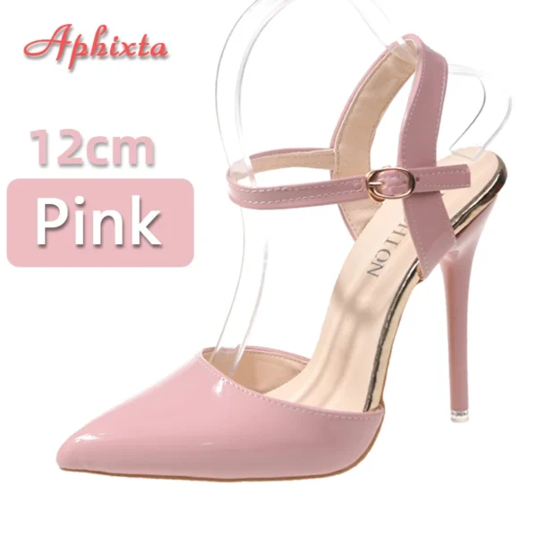 Aphixta Summer 12cm Super High Stiletto Heels Ankle Strap Sandals Women Hollow Pointed Toe Party Heels Shoes Plus Size 48 - Image 8