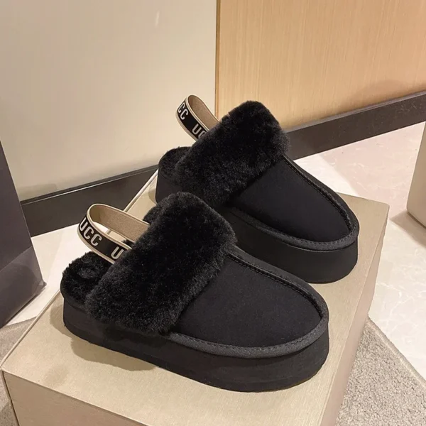 2023 New Leather Women Fashion Winter Indoor Solid Color Suede Fur Slippers Ladies Home Platform Warm Slip-on Women’s Shoes - Image 5