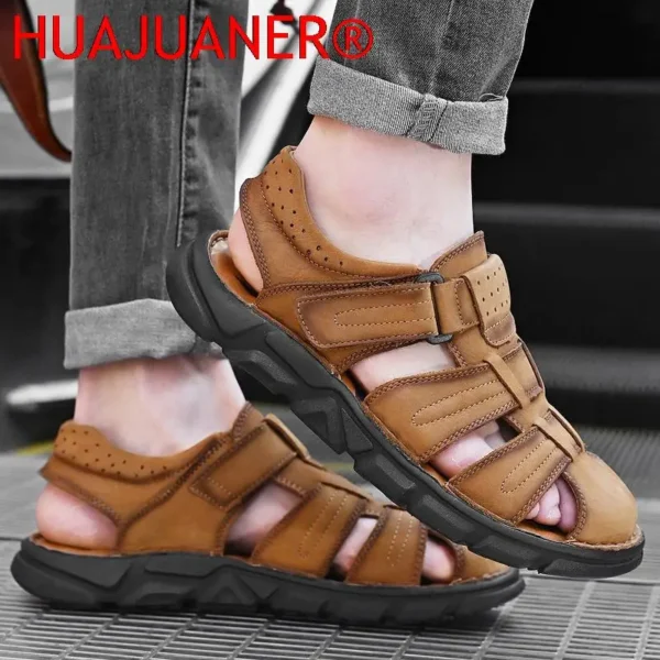 Classic Men Sandals Summer Genuine Leather Sandals For Men Outdoor Casual Luxury Sandal Retro Men Gladiator Shoes Big Size 38-48 - Image 4