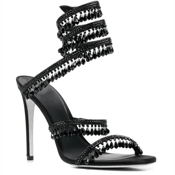 Fashion Crystal Pendant Tassels Women Sandals Sexy Snake Coiled Stiletto High heels Gladiator sandals Summer Wedding Party Shoes - Image 5