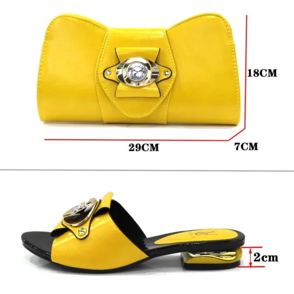 2022 Latest Italian Design Fashion African Women's Low Heel Comfortable Shoes and Bags Set Leather Casual Ladies Slippers - Image 6