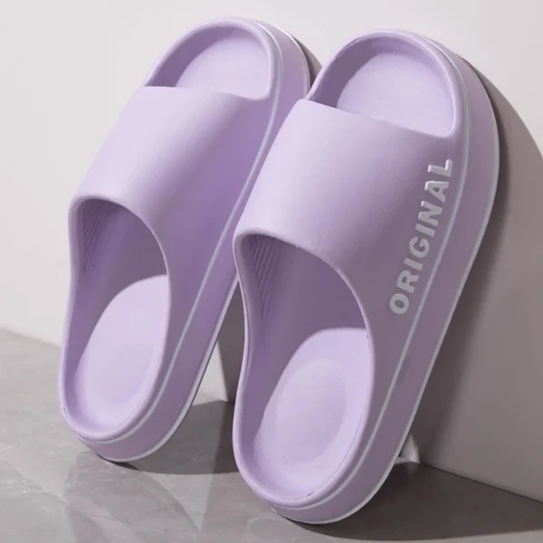 Women Thick Sole Summer Beach Seaside Slides Bathroom Anti Slip Slipper Soft Sandals Fashion Ultra Light Letter Shoe - Image 2