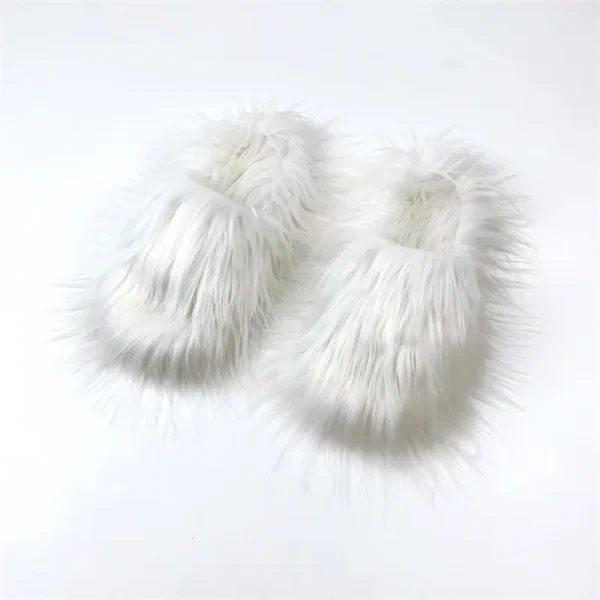 Faux Fur Slippers 2023 Women Winter Plush Warm Home Flat Slides Mongolian Wool Flip Flops Y2K Girls Furry Shoes Cute Slippers - Image 8