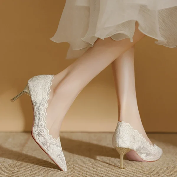 Embroidered Bridal Shoes Wedding Shoes Retro French Sandals 6.5cm High Heels Single Shoes Thin Heels Banquet Pointed Pumps 34-39 - Image 7