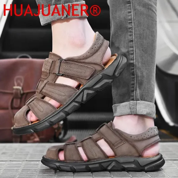 Classic Men Sandals Summer Genuine Leather Sandals For Men Outdoor Casual Luxury Sandal Retro Men Gladiator Shoes Big Size 38-48 - Image 5