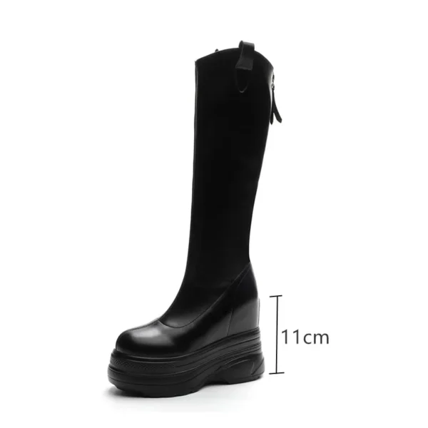 Women's Boots Genuine Leather 2024 New 11cm Heel High Platform Internal Heightened Boots Women's Fashion High Heel Boots Women - Image 6