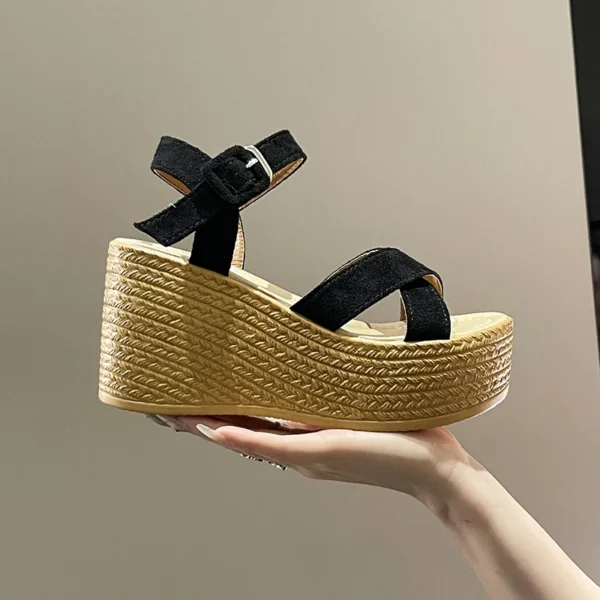 BCEBYL Wedge Heel Summer New Fashion Platform Thick Bottom Buckle Casual Comfortable Walking Shoes Sandals for Women - Image 9