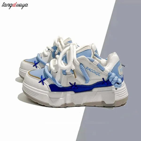 Cute Harajuku Sneakers Women's Running Shoes 2024 New blue Thick Platform Sneakers students Outdoor Casual pink Vulcanized Shoes