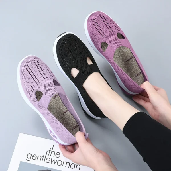 Women's New Summer Shoes Mesh Breathable Sneakers Light Slip on Flat Platform Casual Shoes Ladies Anti-slip Walking Woven Shoes - Image 3