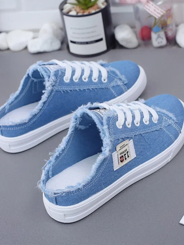 2023 New Spring Summer Women Canvas Shoes flat sneakers women casual shoes low upper lace up white shoes - Image 9