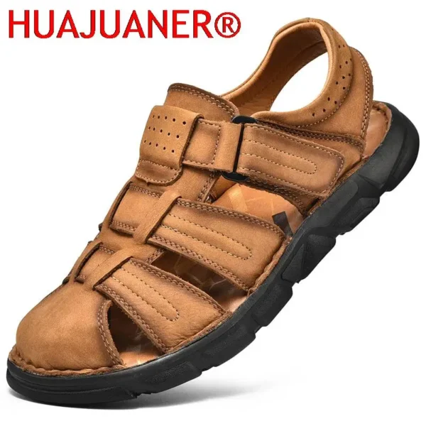 Classic Men Sandals Summer Genuine Leather Sandals For Men Outdoor Casual Luxury Sandal Retro Men Gladiator Shoes Big Size 38-48