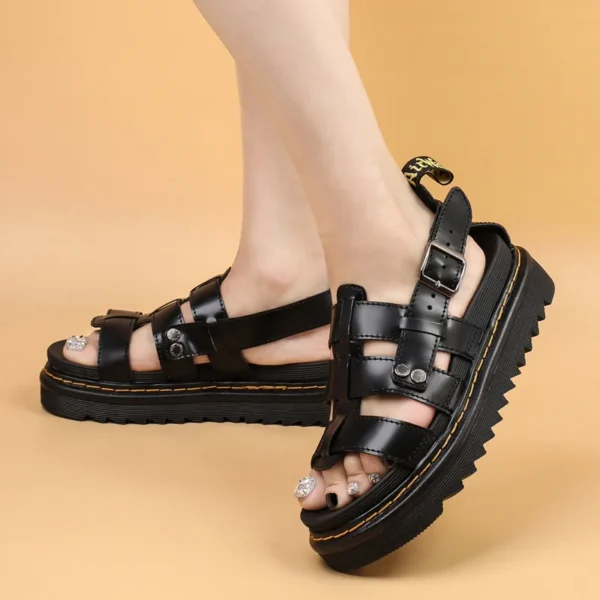 Elegant Black Designer Women's Sandals Summer 2024 High Quality Comfortable Platform Sandals Women Brand Luxury Womens Sandals - Image 3