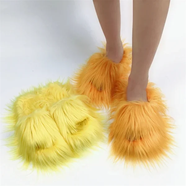 Faux Fur Slippers 2023 Women Winter Plush Warm Home Flat Slides Mongolian Wool Flip Flops Y2K Girls Furry Shoes Cute Slippers - Image 3